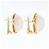 Image 4 : Vintage 14K Yellow Gold 16.5mm Mabe Pearl Open Wire Frame Button Omega Earrings