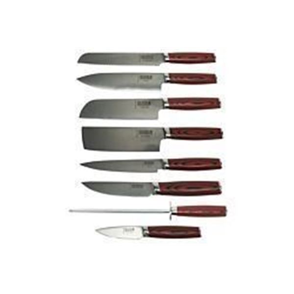 BUBBA BLADE COMPLETE KITCHEN & STEAK KNIFE SET W/KITCHEN BLCK