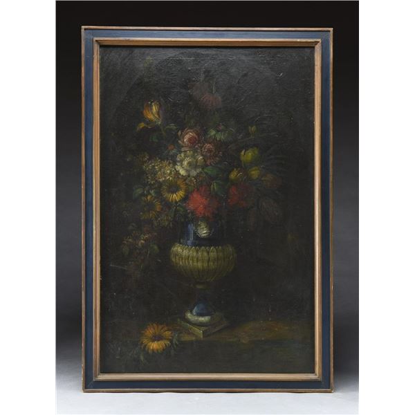 UNSIGNED FLORAL STILL LIFE PAINTING.