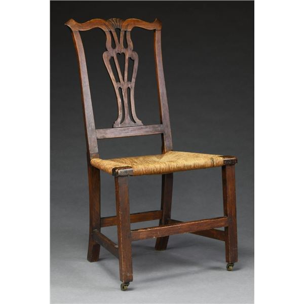 COUNTRY CHIPPENDALE BIRCH SIDE CHAIR.