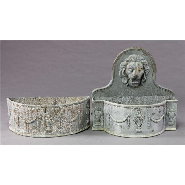 TWO ANTIQUE LEAD PLANTERS.