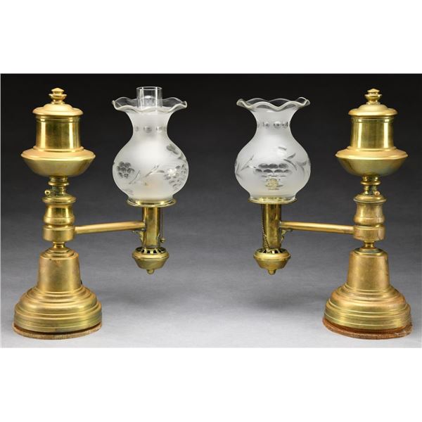 PAIR ALFRED WELLES ARGAND LAMPS.