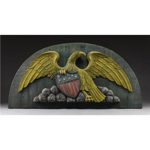 FOLK CARVED PATRIOTIC EAGLE STERN BOARD.