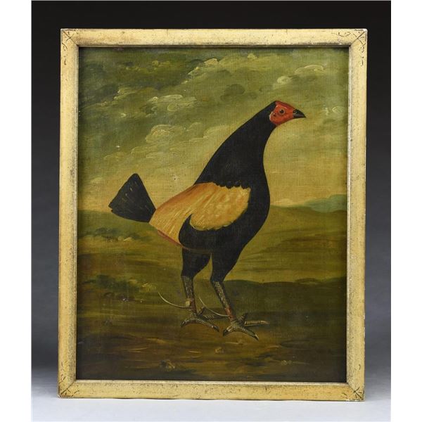 UNSIGNED PORTRAIT OF A FIGHTING COCK.