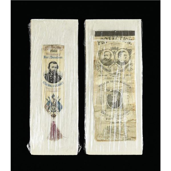 TWO SCARCE SILK POLITICAL RIBBONS.