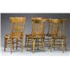 Image 2 : AN ASSEMBLED SET OF SIX OAK PRESSED BACK CHAIRS.