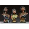 Image 1 : 3 POLYCHROME PAINTED CHALKWARE BUSTS.