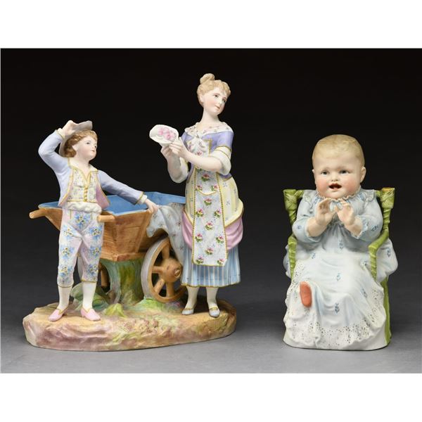 TWO VICTORIAN BISQUE FIGURINES.