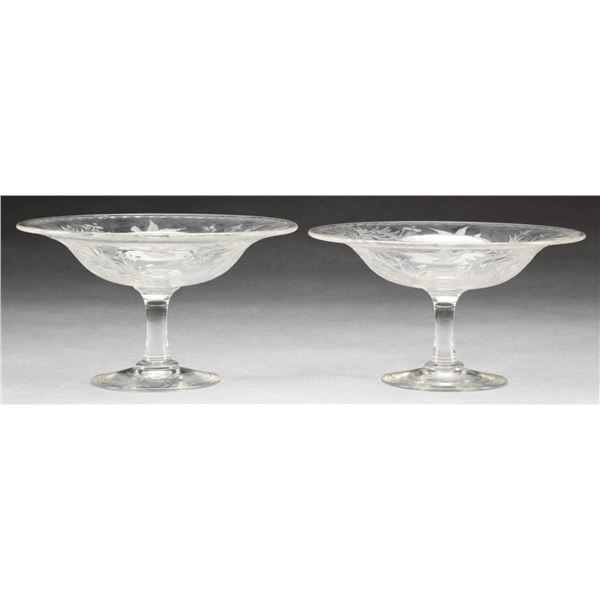 PAIR OF HAWKES CUT GLASS COMPOTES.