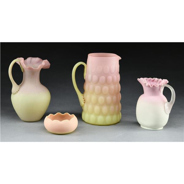 FOUR PIECES OF  ART GLASS.