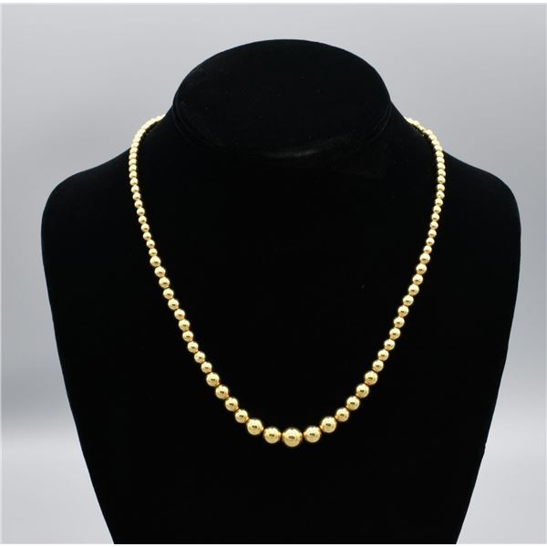 14KT GRADUATED BEAD NECKLACE.