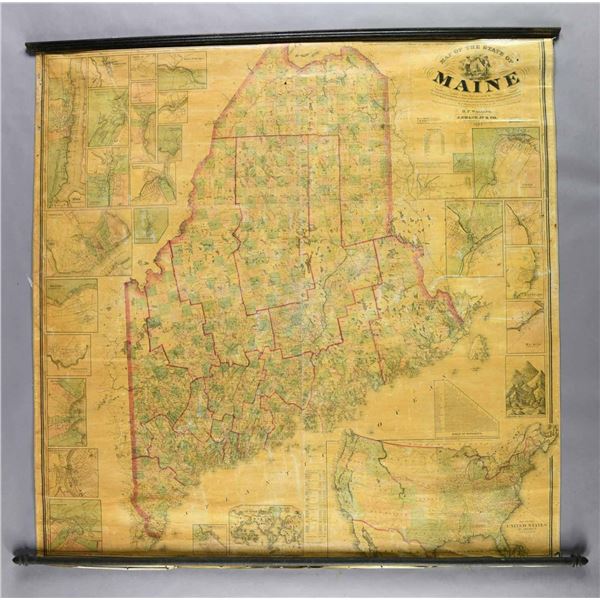 WALL MAP OF THE STATE OF MAINE.