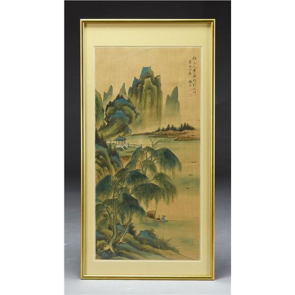 CHINESE SEASCAPE SCROLL PAINTING.