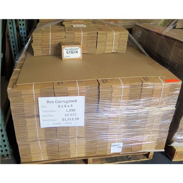 Qty 1350 Corrugated Boxes 6"x6"x4" Retail $1312