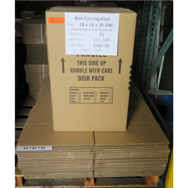 Qty 23 Corrugated Boxes 18"x18"x28" Retail $347