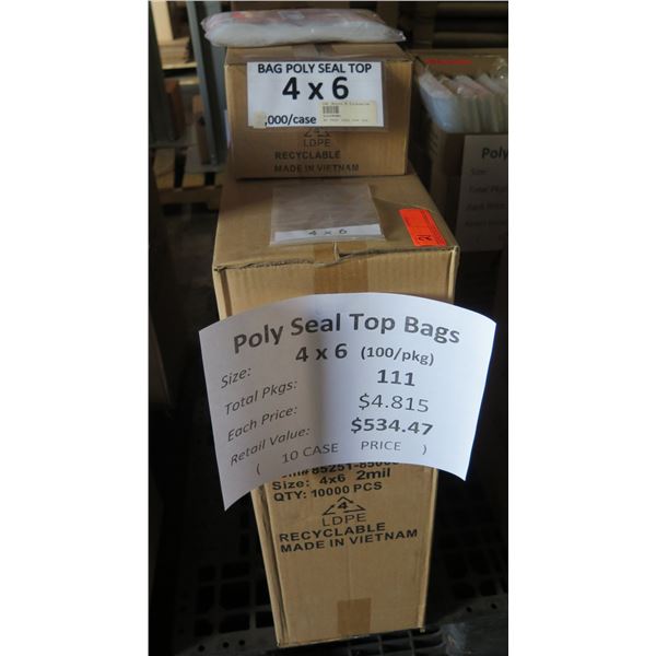 Qty 111 Pkgs (100 ea) Poly Seal Top Bags 4 x6  Retail $534