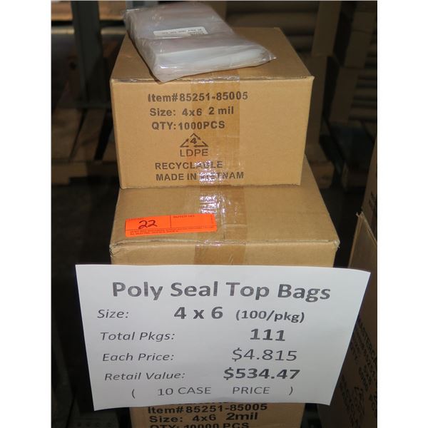 Qty 111 Pkgs (100 ea) Poly Seal Top Bags 4 x6  Retail $534