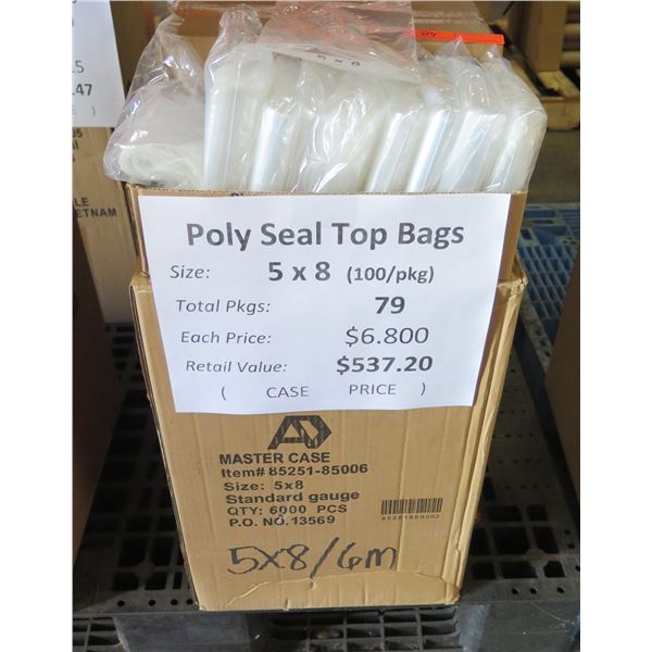 Qty 79 Pkgs (100 ea) Poly Seal Top Bags 5"x8" Retail $537