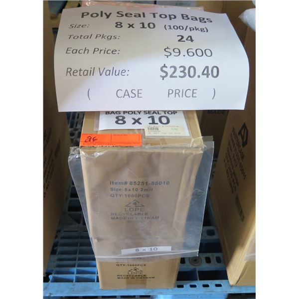 Qty 24 Pkgs (100 ea) Poly Seal Top Bags 8 x10  Retail $230