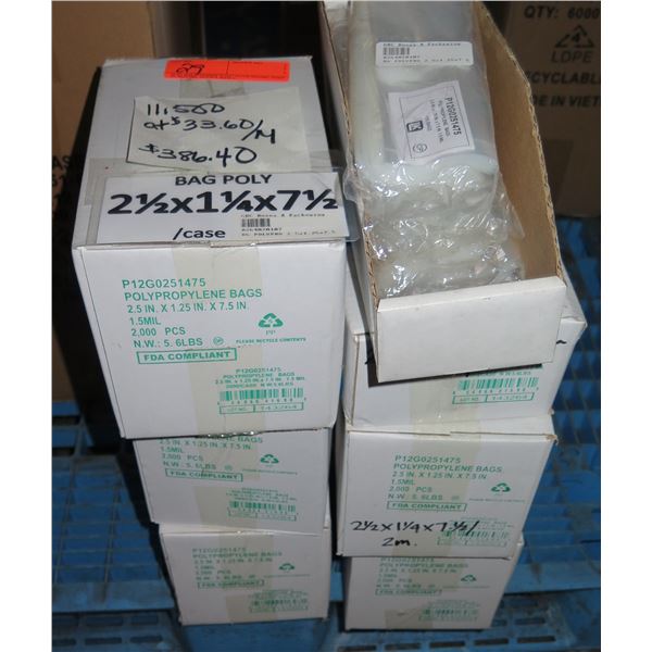 Qty 115 Pkgs Poly Bags 2.5"x1.25"x7.5" Retail $386