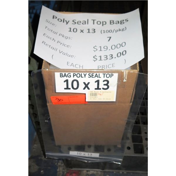 Qty 7 Pkgs (100 ea) Poly Seal Top Bags 10 x13  Retail $133