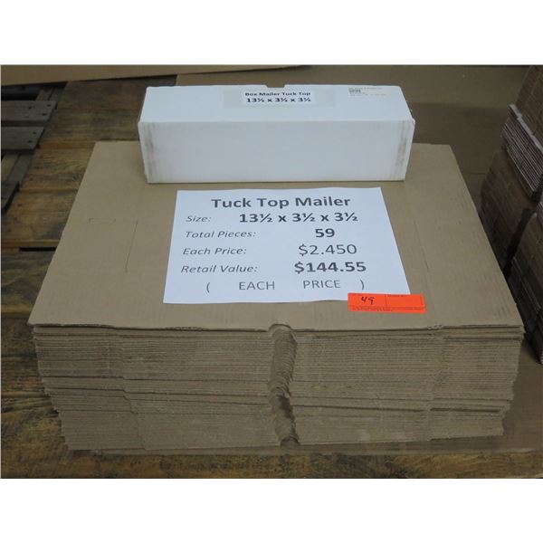 Qty 59 Tuck Top Mailers 13.5"x3.5"x3.5" Retail $144