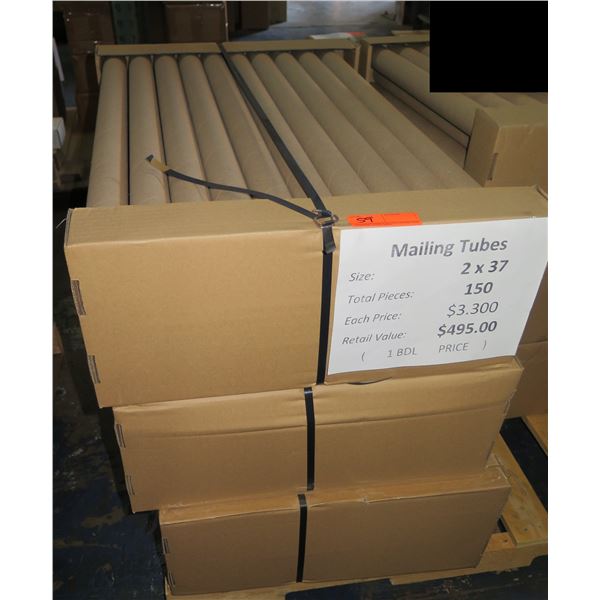 Qty 150 Mailing Tubes w/ Caps 2 x37  Retail $495