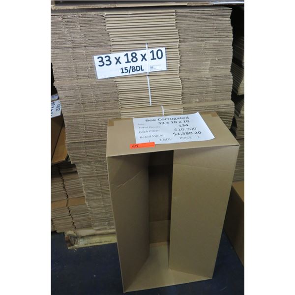 Qty 134 Corrugated Boxes 33 x18 x10  Retail $1380