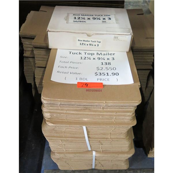 Qty 138 Tuck Top Mailers 12.25"x9.25"x3" Retail $351