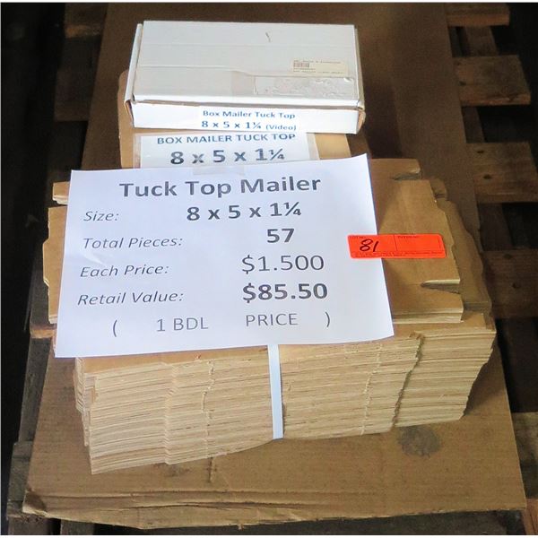 Qty 57 Tuck Top Mailers 8"x5"x1.25" Retail $85