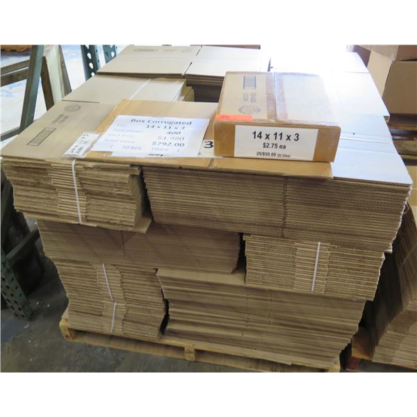 Qty 400 Corrugated Boxes 14 x11 x3  Retail $792