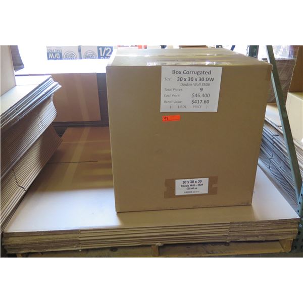 Qty 9 Corrugated Boxes Double Wall 30"x30"x30" Retail $417