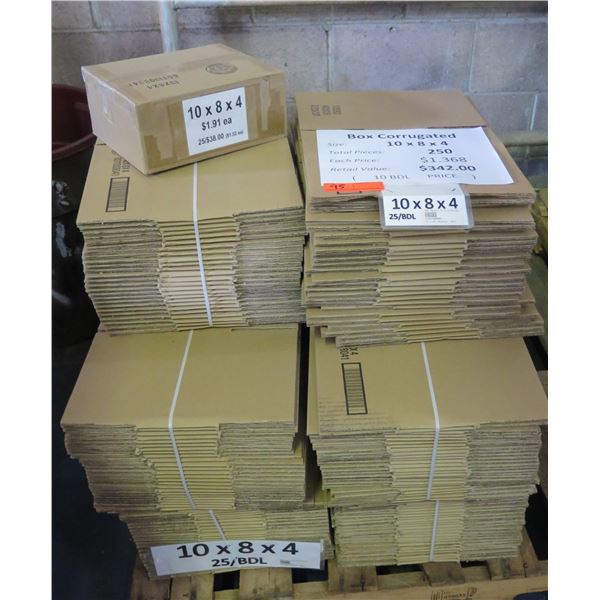 Qty 250 Corrugated Boxes 10"x8"x4" Retail $342