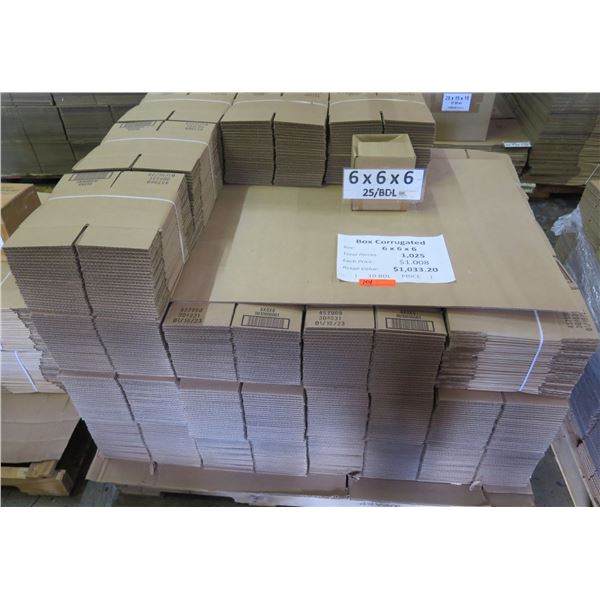 Qty 1025 Corrugated Boxes 6"x6"x6" Retail $1033