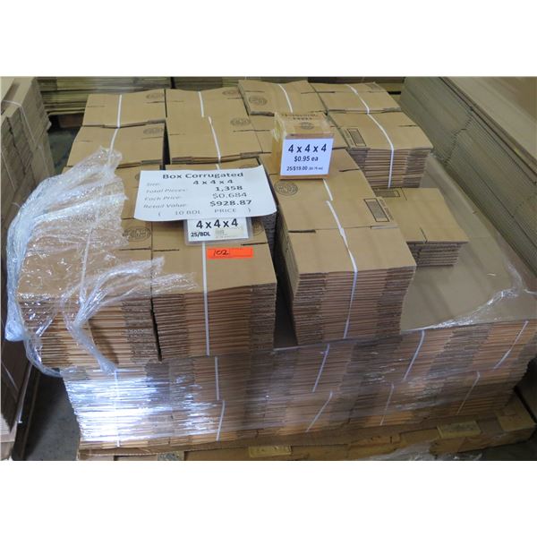 Qty 1358 Corrugated Boxes 4"x4"x4" Retail $928