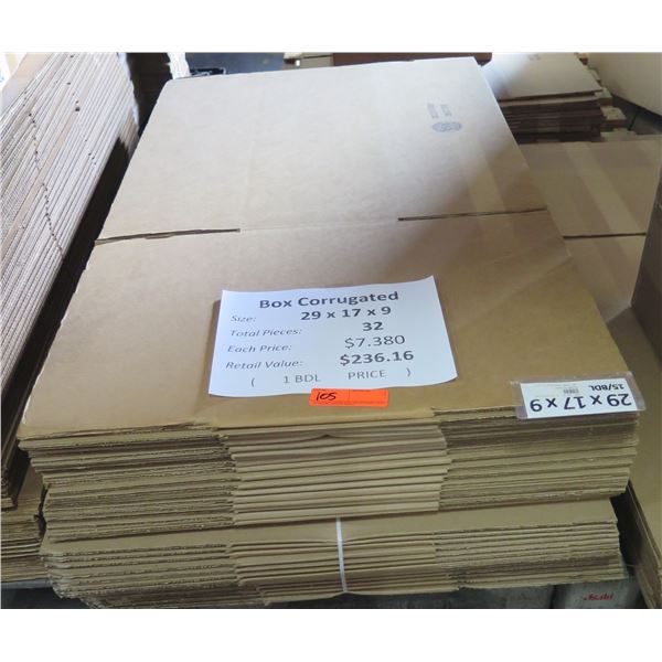 Qty 32 Corrugated Boxes 29"x17"x9" Retail $236