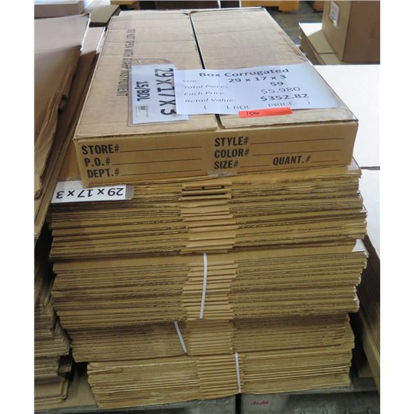 Qty 59 Corrugated Boxes 29"x17"x3" Retail $352