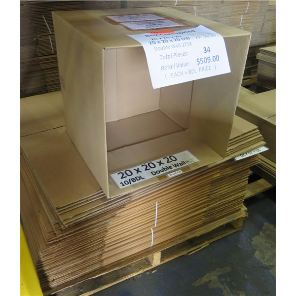 Qty 34 Corrugated Boxes Single & Double Wall 20 x20 x20  Retail $509