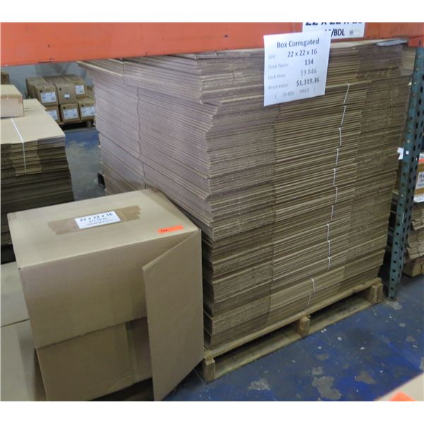 Qty 134 Corrugated Boxes 22"x22"x16" Retail $1319