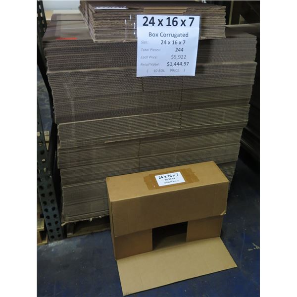 Qty 244 Corrugated Boxes 24"x16"x7" Retail $1444