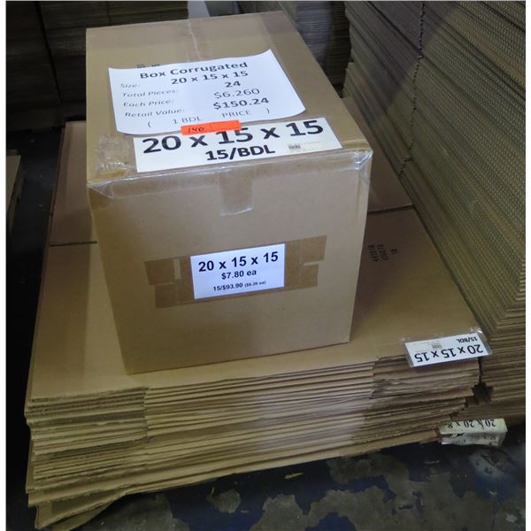 Qty 24 Corrugated Boxes 20 x15 x15  Retail $150