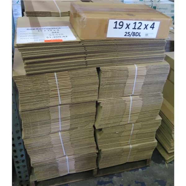 Qty 342 Corrugated Boxes 19 x12 x4  Retail $1200