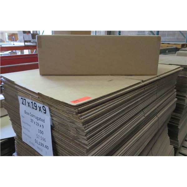 Qty 150 Corrugated Boxes 27"x19"x9" Retail $1139