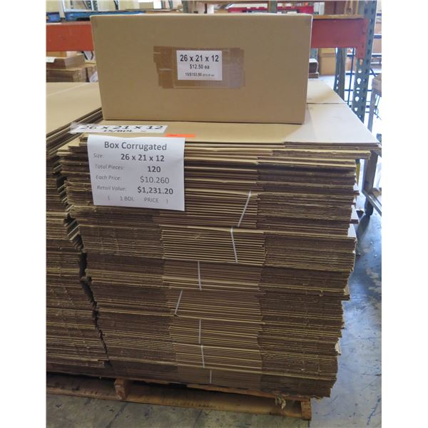 Qty 120 Corrugated Boxes 26"x21"x12" Retail $1231