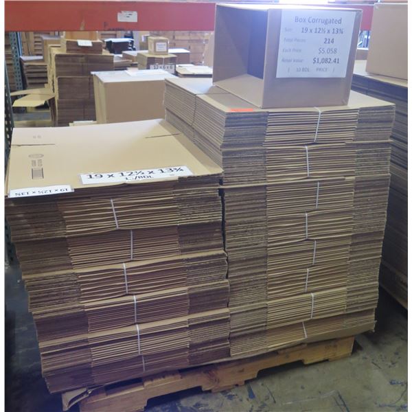 Qty 214 Corrugated Boxes 19"x12.5"x13.75" Retail $1082