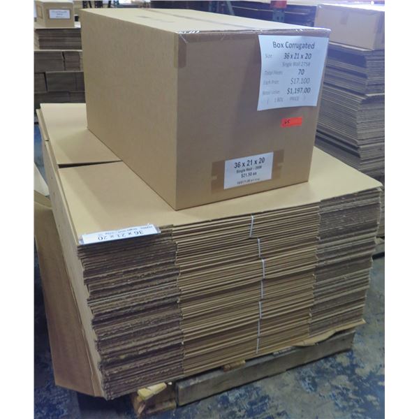 Qty 70 Corrugated Boxes 36"x21"x20" Retail $1197