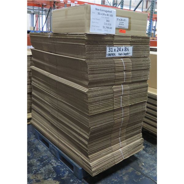 Qty 161 Corrugated Boxes 31"x24"x8.5"VD Retail $1744