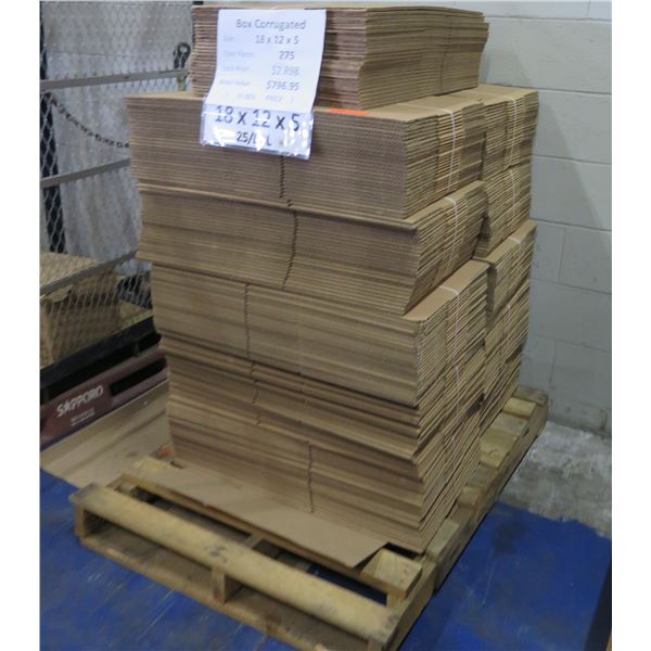 Qty 275 Corrugated Boxes 18 x12 x5  Retail $796