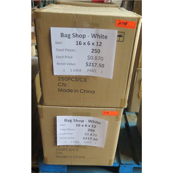 Qty 250 Bag Shop - White 16 x6 x12  Retail $217