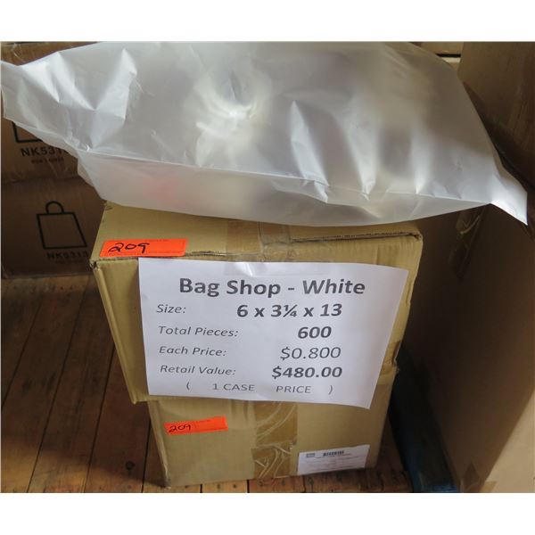 Qty 600 Bag Shop - White  6"x3.25"x13" Retail $480